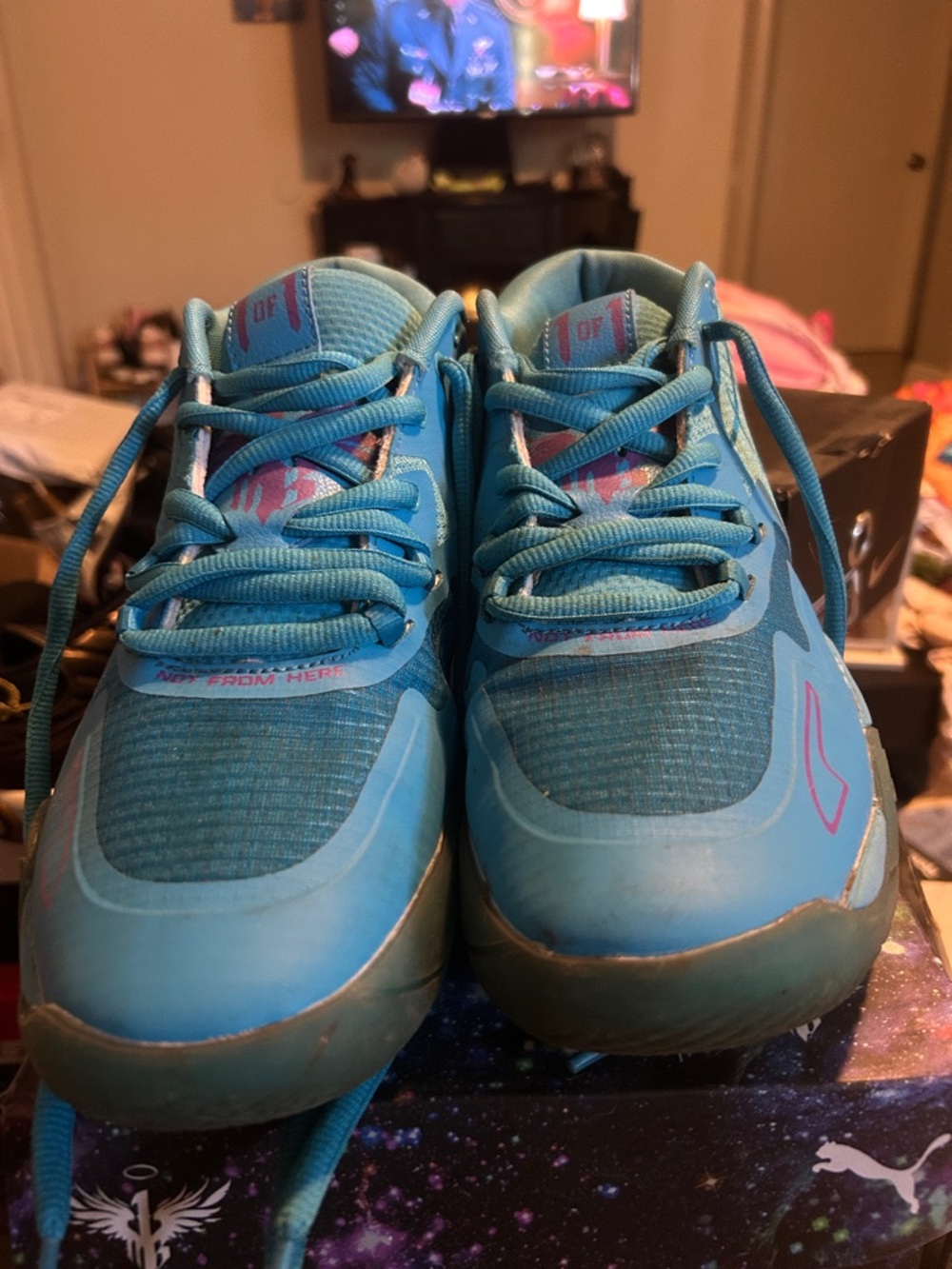 Puma Kids Blue and Pink Athletic Shoes